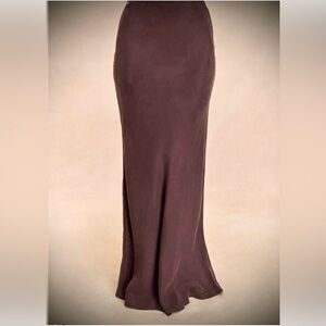 Meshki Violeta Lightweight Suede-Feel Bias Cut Midi Skirt Brown